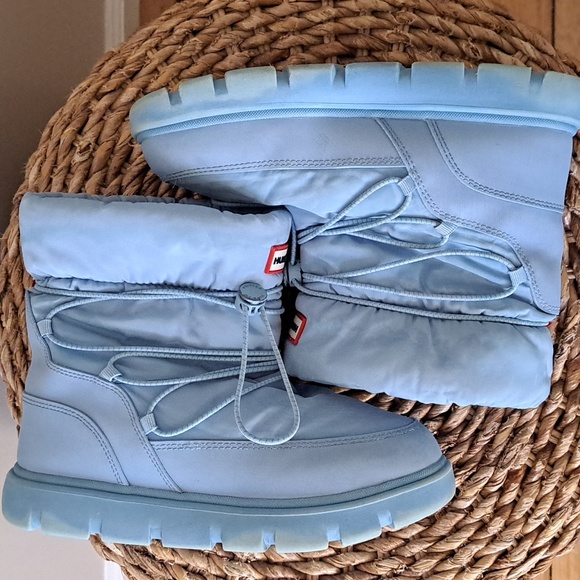 Hunter Unisex Youth Cozy Light Blue Nylon Winter/Snow Ankle Boots G3/B2 - Picture 10 of 10